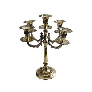 Candélabre de table à 5 bras en laiton pur, style vintage, centre de table décoratif pour salle à manger - Product Image 3