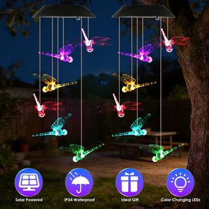 2 Piezas de Campanas de Viento Solares LED con Forma de Libélula que Cambian de Color, con Cuerpo de ABS Impermeable IPX4 - Product Image 1