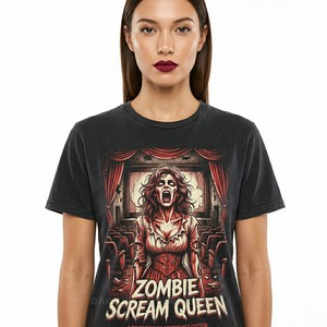 Camiseta Gráfica Satírica Personalizada, Fabricante de Camisetas con Estampado Político Iron Lady Undead, Camiseta de Algodón Gris Oscuro para Mujer, Venta al Por Mayor - Product Image 4