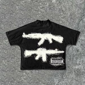 T-shirt en coton 100% à grammage lourd, col rond, couleur unie, anti-plis, séchage rapide, style streetwear estival, service OEM - Product Image 1