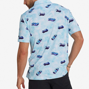 Polo pour homme bleu clair avec impression de lettres 3D, manches courtes, décontracté, respirant, haut de golf - Product Image 5
