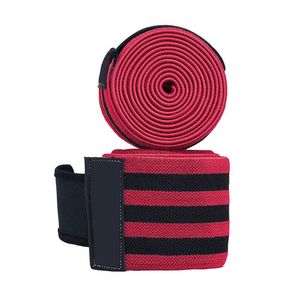 Red and <b>Black</b> Multi-Stripe Weightlifting Knee <b>Wraps</b> Powerlifting Training Custom Elastic Gym Squat Support Straps - Product Image 2