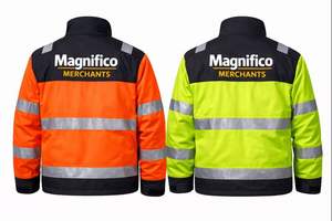 Veste de sécurité pour homme, réfléchissante, haute visibilité, à capuche, veste bomber haute visibilité avec poches et fermeture éclair, imperméable - Product Image 4