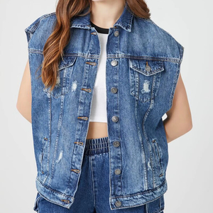 Sustainable Recycled Denim Vest – Eco-Friendly Wholesale Sleeveless Jean <b>Jacket</b> for Brands - Product Image 1