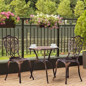 Set Bistrot da Esterno in Alluminio Pressofuso a 3 Pezzi per Tutte le Stagioni, per Patio, Giardino, Balcone con Design a Farfalla - Ordine Minimo 1 Set - Product Image 6