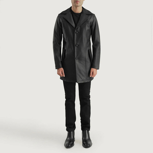 Manteau long en cuir pour homme, style Neo Matrix, marron clair, veste en cuir véritable et coque personnalisée - Product Image 5