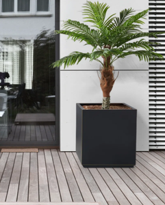 Modern <b>Square</b> Metal Planter Outdoor Garden <b>Plant</b> <b>Pot</b> Powder Coated Black Finish Minimalist Design for Green <b>Plants</b> Large Metal - Product Image 3