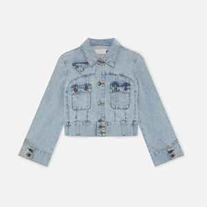 Top Selling Womens <b>Denim</b> <b>Jacket</b> Light Wash Patch Sleeve Jean Coat Casual Fall Fashion Outerwear <b>Cropped</b> <b>Denim</b> <b>Jacket</b> - Product Image 5