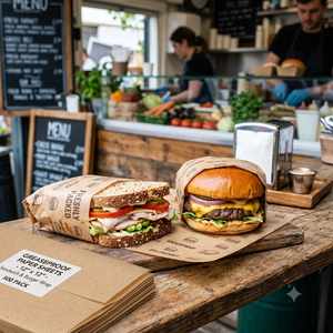 Papier d'emballage alimentaire jetable blanc, écologique, imprimé sur mesure, résistant à la graisse, pour tacos, hamburgers, frites, 60 GSM, revêtement PE, en rouleau - Product Image 4