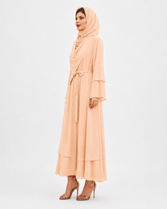 2026 Ladies Long Floor Length <b>Abaya</b> Dress Islamic Ethnic Fashion Plain Polyester Matching Belted <b>Abaya</b> For Women - Product Image 3