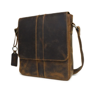 Bolso Bandolera de Piel Genuina para Hombre, Pequeño, Ligero, Antirrobo, Duradero, para Viaje, con Cierre - Product Image 1