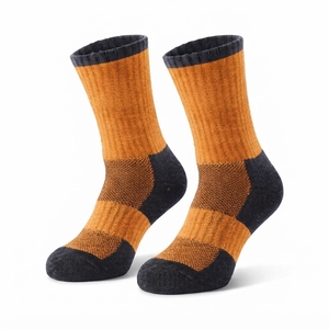 Crew <b>Socks</b> Orange <b>Black</b> Knitted Hiking Breathable Autumn Adult Regular Style - Product Image 1