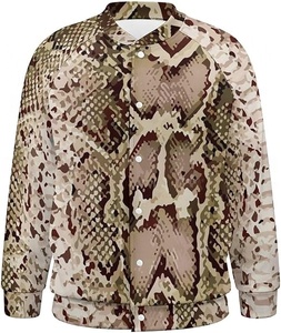 Veste bomber en cuir effet pour homme, manches longues, style streetwear décontracté, imperméable, coupe-vent, veste varsity en cuir - Product Image 3