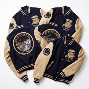 Veste universitaire personnalisée OEM en laine avec manches en cuir, broderie Millers Fellowship Watermill, patch Sack Hoist, marron - Product Image 5