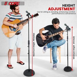 2 pièces MS RBP5 Pied de support de micro robuste 37,5-70 pouces Modèle D0100X3APK6 Supports d'instruments de musique de scène pour le chant - Product Image 4