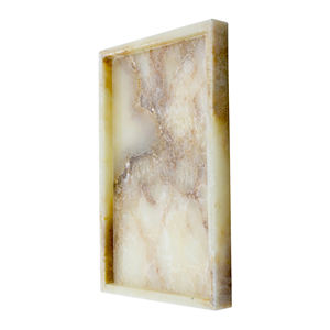 Nouveau plateau de service multifonctionnel de luxe moderne en marbre antique et onyx, grand format, design élégant - Product Image 5