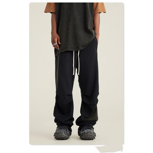 Pantalon de jogging évasé décontracté pour homme, taille mi-haute, 100 % coton, léger, coupe évasée empilée, haute qualité - Product Image 3