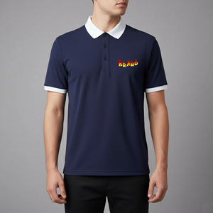 Chemises polo homme décontractées à manches courtes, 2 tons, 100% coton, logo imprimé DTF personnalisé, streetwear hip hop - Product Image 6