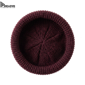 Bonnet en tricot gaufré thermique personnalisé de haute qualité, bordeaux, avec revers, en acrylique, unisexe, pour adultes, pour l'extérieur, vente en gros - Product Image 3