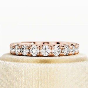 Bague d'éternité empilable pour femme en diamant de laboratoire de 2 carats, or 14k 18k, taille brillant CVD, certifiée IGI, clarté VVS2, 3,6 mm - Product Image 1
