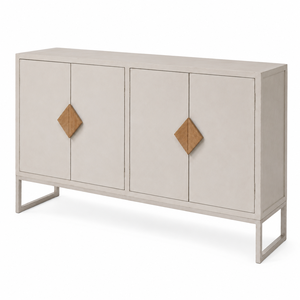 Solid Wood Modern Square Handle Design 4-Door Double Storage <b>Sideboard</b> for Dining & Living Room - Product Image 6