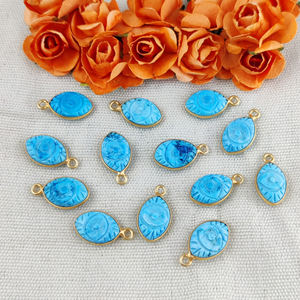 Colgante de Plata de Ley 925 con Gema Natural Ojo Turco - Charm Marquise de 8x12MM con Baño de Oro para Fabricación de Joyas - Product Image 1