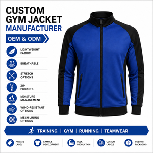 Blouson de sport pour homme, bleu et noir, style color block, fermeture éclair, col montant, en polaire polyester, personnalisable OEM - Product Image 3