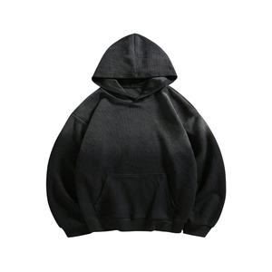 เสื้อฮู้ดดี้ผู้ชายพรีเมียมเนื้อผ้ามีเท็กซ์เจอร์ 100% ผ้าฝ้าย สีดำด้านหน้า แขนยาว มีฮู้ด กระเป๋าจิงโจ้ สไตล์ลำลอง สตรีทแวร์ - Product Image 1