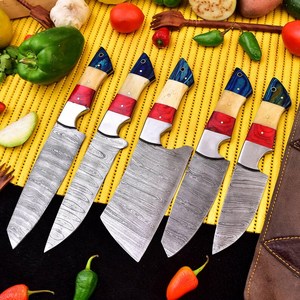 Premium Damascus Steel Chef <b>Knife</b> Set with Wood & <b>Bone</b> <b>Handle</b> Design for Home Kitchen Cooking Food Preparation Chef <b>Knife</b> Sets - Product Image 1
