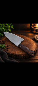 Couteau de chef artisanal en acier Damas de qualité industrielle avec manche en bois et étui en cuir pour le camping en plein air - Product Image 3