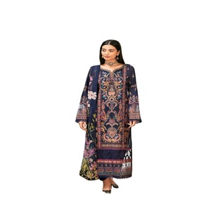 Soldes Exceptionnelles sur l'Ensemble Salwar Kameez Original Indien-Pakistanaise en Coton Pur Brodé Lourd Non Cousu de Ramsha pour Femmes Adultes - Product Image 1