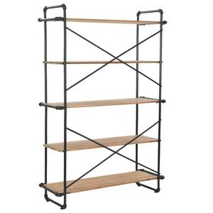Solid Firwood & Steel 47.2"x16.5"x70.8" <b>Bookcase</b> & Bookshelf - Product Image 3