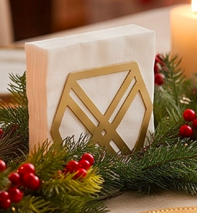 Porte-serviettes géométriques en métal avec finition dorée brillante, idéaux pour le rangement élégant de papier de soie sur les tables et pour une utilisation domestique. - Product Image 2