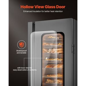 Hot Box 16-Tier <b>Large</b> Concession Food Warmer Water <b>Tray</b> Stainless Steel Single Door Adjustable Glass Warming Holding Equipment - Product Image 6