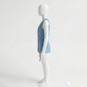 Chaleco vaquero informal con bordado para mujer, chaqueta sin mangas de algodón azul, nuevo estilo moderno para chicas - Product Image 5