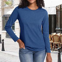 Chemises à manches longues pour femmes de haute qualité 100% coton, mode décontractée, vente en gros, tailles plus grandes, toutes tailles, t-shirts à manches longues pour femmes