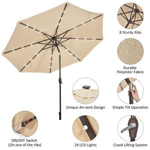 Ombrellone da Giardino Solare a LED da 3 Metri con Luci Brillanti per Esterni - Product Image 5