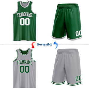 Ensemble d'uniformes de basketball réversibles personnalisés, maillot d'équipe entièrement sublimé, short en mesh respirant, vêtements de sport d'entraînement bicolores - Product Image 2
