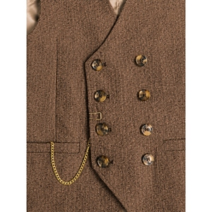 Custom Men's Double Breasted Tweed Vest Premium Herringbone Waistcoat Formal Business Wedding Classic Tailored Suit Vest - Product Image 6