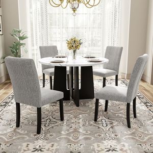 Juego de Comedor Moderno de 43 Pulgadas y 5 Piezas, Incluye 4 Sillas Tapizadas para Comedor, Cocina o Sala de Estar - Product Image 3