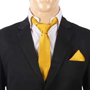 Cravate en soie jaune unie pour homme |   Cravate de luxe pour mariage et soirée |   Fournisseur d'accessoires de mode formelle avec design confortable pour le cou - Product Image 3