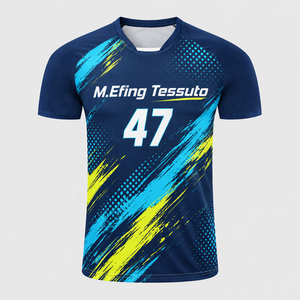 เสื้อเจอร์ซีย์กีฬาคอกลมแขนแร็กแลนพิมพ์ลายสปลัชแบบซับลิเมชั่นแห้งเร็วสำหรับฝึกซ้อมฟุตบอลของทีม TESSUTO รุ่นสั่งทำพิเศษสำหรับผู้ชาย - Product Image 1
