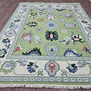 Tapis en laine noué à la main, style Oushak, à poils ras, écologique, antidérapant, haute qualité, pour la maison, le bureau et l'usage commercial. - Product Image 1