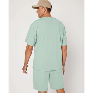 Ensemble tendance pour hommes, 2 pièces, chemise à manches courtes et short, logo personnalisé, design uni, tenue d'été, confortable, vente en gros OEM - Product Image 4