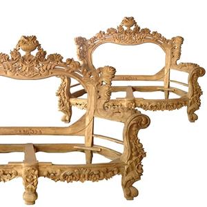 Sofá seccional con marco de madera de teca sin terminar de estilo europeo, juego de muebles de sala de estar de 7 piezas para hoteles - Product Image 2