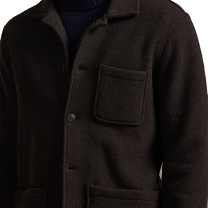 Premium Heavyweight Wool Blend Utility Shirt Jacket Men Heritage Overshirt OEM Custom Americana Workwear Outerwear Reinforced - Product Image 5