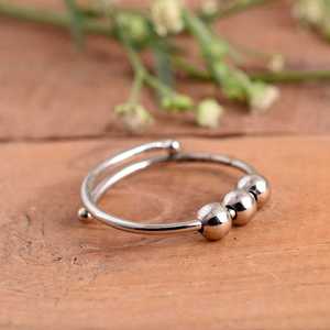 SHYAM JEWELRS Luxury 925 Sterling Silver Anxiety <b>Spinner</b> <b>Ring</b> Adjustable Fidget with Movable Beads for Stress Relief - Product Image 4