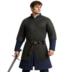 9mm Flat <b>Riveted</b> Stainless Steel Silver Plated Chainmail Shirt Haubergeon Medieval Maille Antique Modern Design - Product Image 1