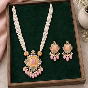 Premium Pink Pendant <b>Pearl</b> Strand Necklace <b>Set</b> Bulk Wholesaler Wholesale Supply Manufacturing Factory - Product Image 3