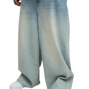 Jeans personnalisés de haute qualité pour hommes, design unique, coupe ample, taille haute, pantalon délavé, solide, fabricant de gros d'automne et d'été - Product Image 3